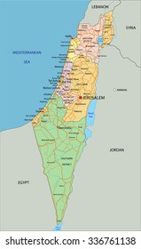 Israel - Highly detailed, editable political map with labeling.