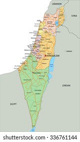 Israel - Highly detailed, editable political map with labeling.