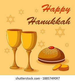 Israel Holiday for Festival of Light Happy Hanukkah celebration background. Vector illustration