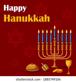 Israel Holiday for Festival of Light Happy Hanukkah celebration background. Vector illustration