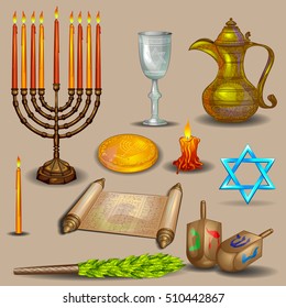 Israel Holiday for Festival of Light Happy Hanukkah celebration background. Vector illustration