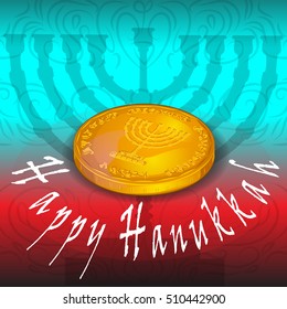 Israel Holiday for Festival of Light Happy Hanukkah celebration background. Vector illustration