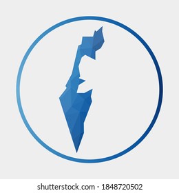 Israel icon. Polygonal map of the country in gradient ring. Round low poly Israel sign. Vector illustration.