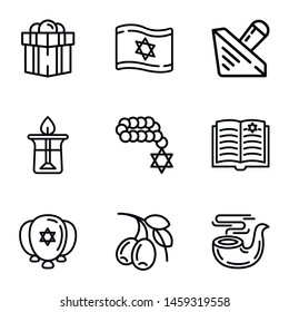 Israel icon set. Outline set of 9 israel vector icons for web design isolated on white background
