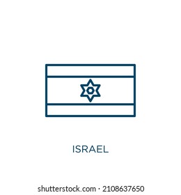 israel icon. Thin linear israel outline icon isolated on white background. Line vector israel sign, symbol for web and mobile