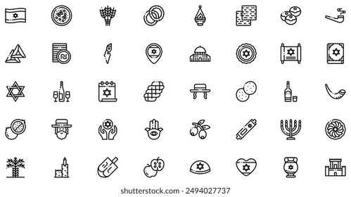 Israel Icons collection is a vector illustration with editable stroke, offering versatility and customization. Perfect for various design needs, it includes high-quality graphics.