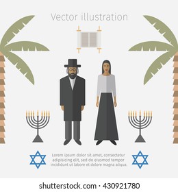 Israel icons set. Jewish people. Vector illustration.