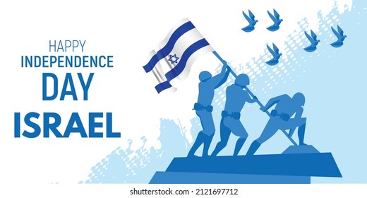 Israel Independence Day concept. Soldier Hand Holding Israel Flag Vector Illustaration Design