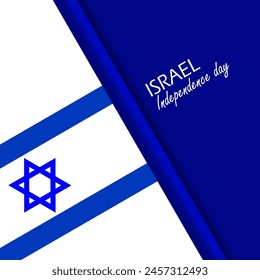 Israel Independence Day event banner. Israeli flag on dark blue background to celebrate on May