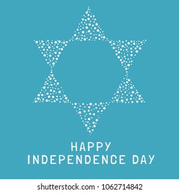Israel Independence Day holiday flat design white dots pattern in star of david shape with text in english "Happy Independence Day".