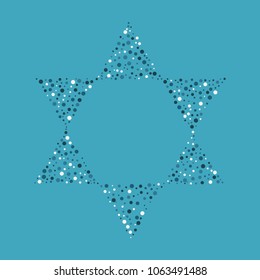 Israel Independence Day holiday flat design dots pattern in star of david shape.