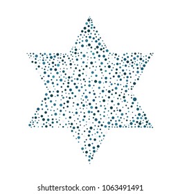 Israel Independence Day holiday flat design dots pattern in star of david shape.