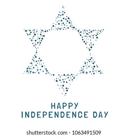 Israel Independence Day holiday flat design dots pattern in star of david shape with text in english "Happy Independence Day".