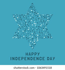 Israel Independence Day holiday flat design dots pattern in star of david shape with text in english "Happy Independence Day".