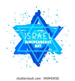 Israel. Independence Day. Lettering. Vector illustration on white background. Star of David. Great holiday hand-drawn gift card.