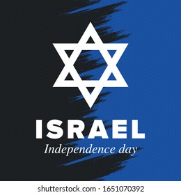 Israel Independence Day. National holiday, celebrated annual. Israel flag. Star of David, jewish symbol. Patriotic sign and elements. Poster, card, banner and background. Vector illustration