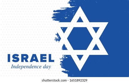 Israel Independence Day. National holiday, celebrated annual. Israel flag. Star of David, jewish symbol. Patriotic sign and elements. Poster, card, banner and background. Vector illustration