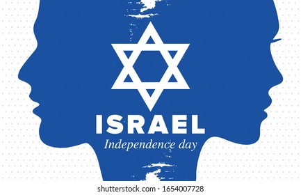 Israel Independence Day. National holiday, celebrated annual. Israel flag. Star of David, jewish symbol. Patriotic sign and elements. Poster, card, banner and background. Vector illustration