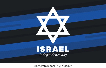 Israel Independence Day. National holiday, celebrated annual. Israel flag. Star of David, jewish symbol. Patriotic sign and elements. Poster, card, banner and background. Vector illustration