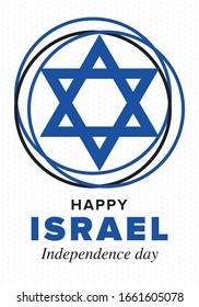 Israel Independence Day. National holiday, celebrated annual. Israel flag. Star of David, jewish symbol. Patriotic sign and elements. Poster, card, banner and background. Vector illustration