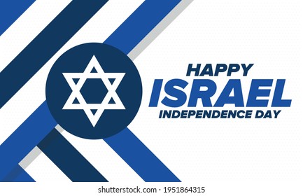Israel Independence Day. National holiday, celebrated annual. Israel flag. Star of David, jewish symbol. Patriotic sign and elements. Poster, card, banner and background. Vector illustration