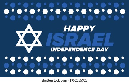 Israel Independence Day. National holiday, celebrated annual. Israel flag. Star of David, jewish symbol. Patriotic sign and elements. Poster, card, banner and background. Vector illustration