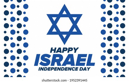 Israel Independence Day. National holiday, celebrated annual. Israel flag. Star of David, jewish symbol. Patriotic sign and elements. Poster, card, banner and background. Vector illustration