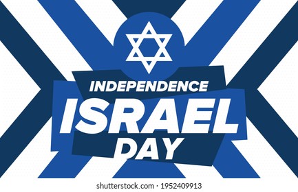 Israel Independence Day. National holiday, celebrated annual. Israel flag. Star of David, jewish symbol. Patriotic sign and elements. Poster, card, banner and background. Vector illustration