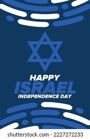 Israel Independence Day. National holiday, celebrated annual. Israel flag. Star of David, jewish symbol. Patriotic sign and elements. Poster, card, banner and background. Vector illustration