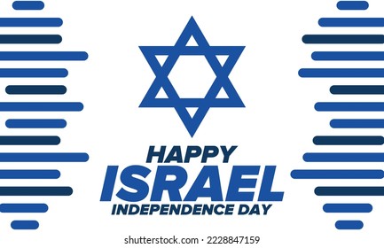 Israel Independence Day. National holiday, celebrated annual. Israel flag. Star of David, jewish symbol. Patriotic sign and elements. Poster, card, banner and background. Vector illustration