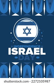 Israel Independence Day. National holiday, celebrated annual. Israel flag. Star of David, jewish symbol. Patriotic sign and elements. Poster, card, banner and background. Vector illustration