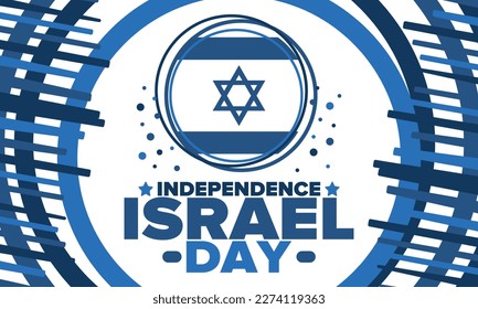 Israel Independence Day. National holiday, celebrated annual. Israel flag. Star of David, jewish symbol. Patriotic sign and elements. Poster, card, banner and background. Vector illustration