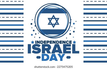 Israel Independence Day. National holiday, celebrated annual. Israel flag. Star of David, jewish symbol. Patriotic sign and elements. Poster, card, banner and background. Vector illustration