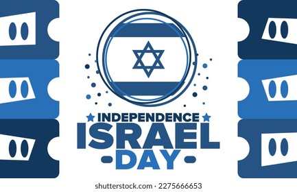 Israel Independence Day. National holiday, celebrated annual. Israel flag. Star of David, jewish symbol. Patriotic sign and elements. Poster, card, banner and background. Vector illustration