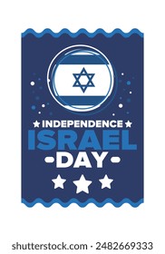 Israel Independence Day. National holiday, celebrated annual. Israel flag. Star of David, jewish symbol. Patriotic sign and elements. Poster, card, banner and background. Vector illustration