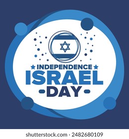 Israel Independence Day. National holiday, celebrated annual. Israel flag. Star of David, jewish symbol. Patriotic sign and elements. Poster, card, banner and background. Vector illustration