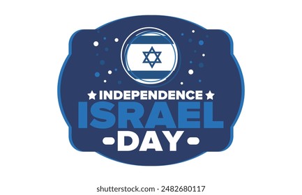 Israel Independence Day. National holiday, celebrated annual. Israel flag. Star of David, jewish symbol. Patriotic sign and elements. Poster, card, banner and background. Vector illustration