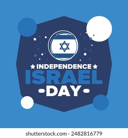 Israel Independence Day. National holiday, celebrated annual. Israel flag. Star of David, jewish symbol. Patriotic sign and elements. Poster, card, banner and background. Vector illustration