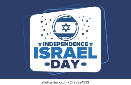 Israel Independence Day. National holiday, celebrated annual. Israel flag. Star of David, jewish symbol. Patriotic sign and elements. Poster, card, banner and background. Vector illustration