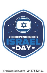 Israel Independence Day. National holiday, celebrated annual. Israel flag. Star of David, jewish symbol. Patriotic sign and elements. Poster, card, banner and background. Vector illustration