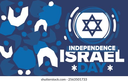 Israel Independence Day. National holiday, celebrated annual. Israel flag. Star of David, jewish symbol. Patriotic sign and elements. Poster, card, banner and background. Vector illustration