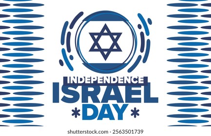 Israel Independence Day. National holiday, celebrated annual. Israel flag. Star of David, jewish symbol. Patriotic sign and elements. Poster, card, banner and background. Vector illustration