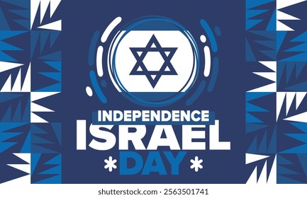 Israel Independence Day. National holiday, celebrated annual. Israel flag. Star of David, jewish symbol. Patriotic sign and elements. Poster, card, banner and background. Vector illustration