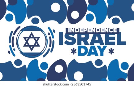 Israel Independence Day. National holiday, celebrated annual. Israel flag. Star of David, jewish symbol. Patriotic sign and elements. Poster, card, banner and background. Vector illustration