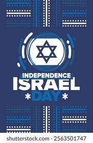 Israel Independence Day. National holiday, celebrated annual. Israel flag. Star of David, jewish symbol. Patriotic sign and elements. Poster, card, banner and background. Vector illustration