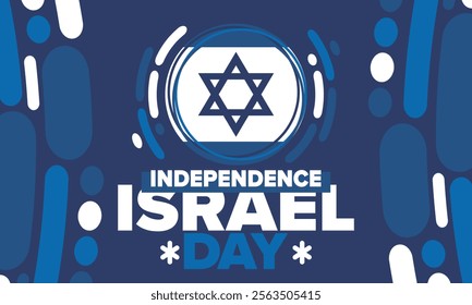 Israel Independence Day. National holiday, celebrated annual. Israel flag. Star of David, jewish symbol. Patriotic sign and elements. Poster, card, banner and background. Vector illustration