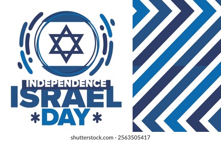 Israel Independence Day. National holiday, celebrated annual. Israel flag. Star of David, jewish symbol. Patriotic sign and elements. Poster, card, banner and background. Vector illustration