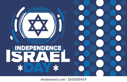 Israel Independence Day. National holiday, celebrated annual. Israel flag. Star of David, jewish symbol. Patriotic sign and elements. Poster, card, banner and background. Vector illustration