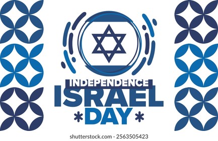 Israel Independence Day. National holiday, celebrated annual. Israel flag. Star of David, jewish symbol. Patriotic sign and elements. Poster, card, banner and background. Vector illustration