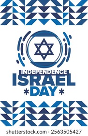 Israel Independence Day. National holiday, celebrated annual. Israel flag. Star of David, jewish symbol. Patriotic sign and elements. Poster, card, banner and background. Vector illustration